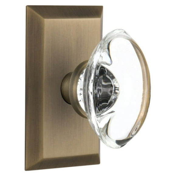 Nostalgic Warehouse Stuocc_Psg_238_Nk Oval Clear Crystal Solid Brass Passage Door Knob Set