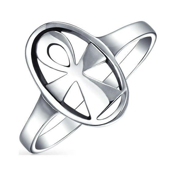 Bling Jewelry Womens Eternal Key of Life Ankh Cross Signet Ring .925 Sterling Silver