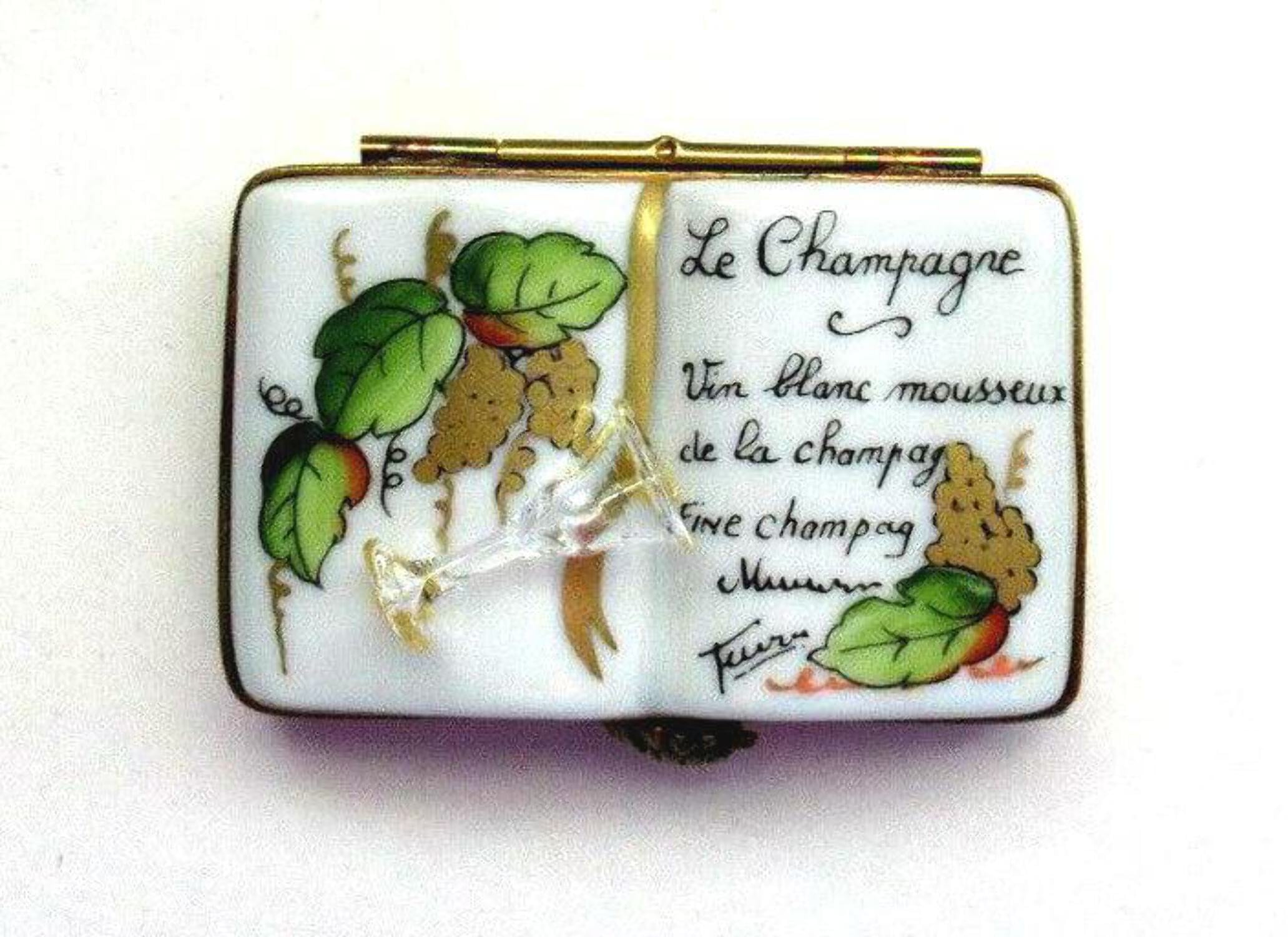 Champagne Book Wine Limoges Box Figurine Limoges Box Porcelain Figurine