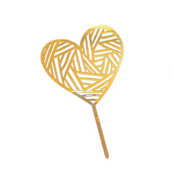 Bewildely Colección de corazones de acrílico dorado, decoración para tartas, postres, fiestas de cumpleaños, cupcakes de Jooan Kits de decoración para fiestas No.03