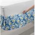 thumbnail image 2 of Tropical Bed Skirt, Exotic Palm Leaves and Butterflies, Elastic Bedskirt Dust Ruffle Wrap Around for Bedding Decor, 4 Sizes, Azure Blue Yellow White, by Ambesonne, 2 of 2