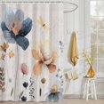 thumbnail image 3 of Shower Curtain Watercolor Flowers Leaf Shower Curtains for Bathroom Decor, Waterproof Polyester Shower Curtain Set with Hooks, Standard Size 72" x 72" Blue Pink Floral Plant, 3 of 9