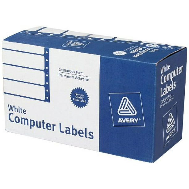 Avery Continuous Form White Computer Labels for Pin-Fed Printers, 4 x 1 ...