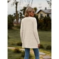 thumbnail image 6 of Women's brushed pit striped solid color long-sleeved cardigan jacket for women, 6 of 6