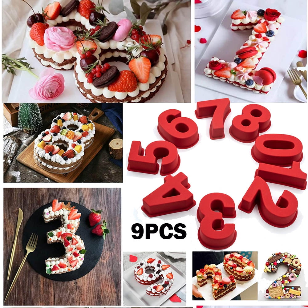 3D Large Number Cake Pans for Baking Silicone Number Cake Mould Letter Ectangle Novel Cake Tins for Birthday Wedding Anniversary 10 inch Number of 5 