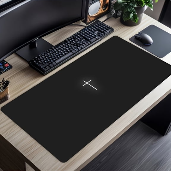 Large Gaming Mouse Pad 60x30cm Black and White Cross Design with Non-Slip Rubber Base for Precision Control