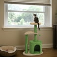 thumbnail image 4 of HUJHKIO 33in Cat Tree Tower with Scratching Posts, Curved Perch & Plush Bed - Multi-Level Cat Condo for Indoor Cats, Playground for Kittens, Green, 4 of 9