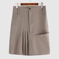 thumbnail image 3 of Men's Casual Skirt Scottish Style Solid Skirt Men's Middle Ages Pleated Skirt Button Have Pockets Hip Skirt Role-playing Costume Skirt Gray XL, 3 of 4