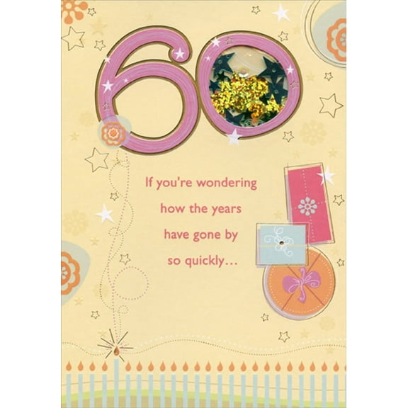 Designer Greetings If You're Wondering Window Star Sequins Age 60 / 60th Birthday Card