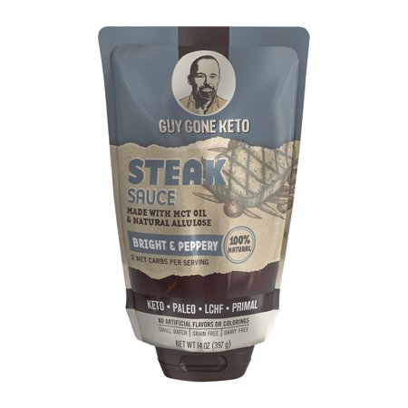 Guy Gone Keto Steak Sauce | Infused with MTC Oil | Paleo Steak Sauce | Low Carb Steak Sauce | No Artificial Sweeteners | Sweetened with All Natural Allulose, Monkfruit & Stevia | 14 oz. (Single)