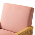 thumbnail image 2 of Modern Accent Chair with Rattan Arm, Fabric Upholstered Wood Reading Armchair for Living room Bedroom,Pink, 2 of 8