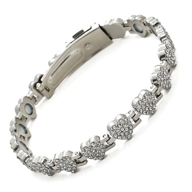 Pulsera magnética de corazón para mujer | Circonia Deslumbrante | Diseño ajustable de cobre • Imanes de neodimio fuertes de 3800 gauss | Resistente a arañazos, duradero, sin plomo • 7,87"