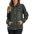 thumbnail image 4 of INSPIRE CHIC Denim Jacket for Women's Frayed Washed Button Down Jean Jacket with Pockets, 4 of 5
