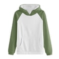 thumbnail image 4 of Jinhomg Womens 2025 Trendy Hoodies Casual Color Block Raglan Sleeve Sweatshirt Fall Loose Comfy Long Sleeve Pullover Tops with Kangaroo Pocket Limited Time Deal Mint Green M, 4 of 5