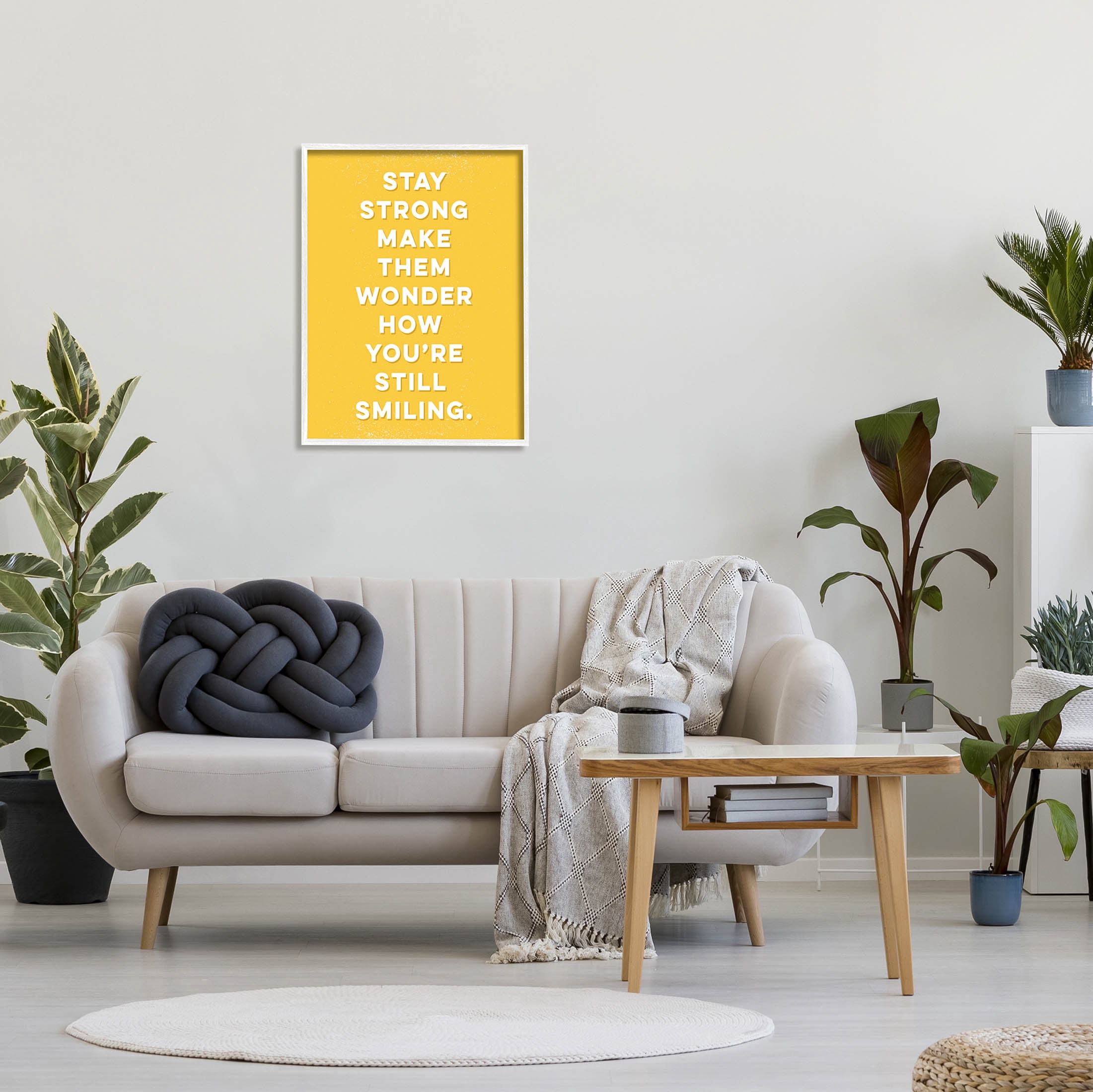 Stupell Industries Stay Strong Inspirational Phrase Graphic Art White Framed Art Print Wall Art, Design by K. Kaufman