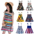 thumbnail image 1 of SILVERCELL Girl's Cute Flower Print Sleeveless Boho Dress Knot Shoulder Shirred Short Dresses 1-6 Years, 1 of 11