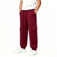 thumbnail image 4 of ZOYOEN Boys Cargo Sweatpants with Pockets- Casual Baggy Elastic Waist Straight Leg Kids Jogger Pants Wine Size 11-12Years, 4 of 7