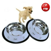 Set of 2 Etched Food Grade Stainless Steel Dog Bowls