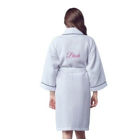 

Lotus Linen Short Waffle Bridesmaid Robe for Women Wedding Gift for Bridal Party (White Piping XX-Large)