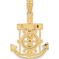 thumbnail image 4 of 14K Two-Tone Diamond-Cut Mariner's Cross Pendant (28 X 18) Made In United States c3714, 4 of 6