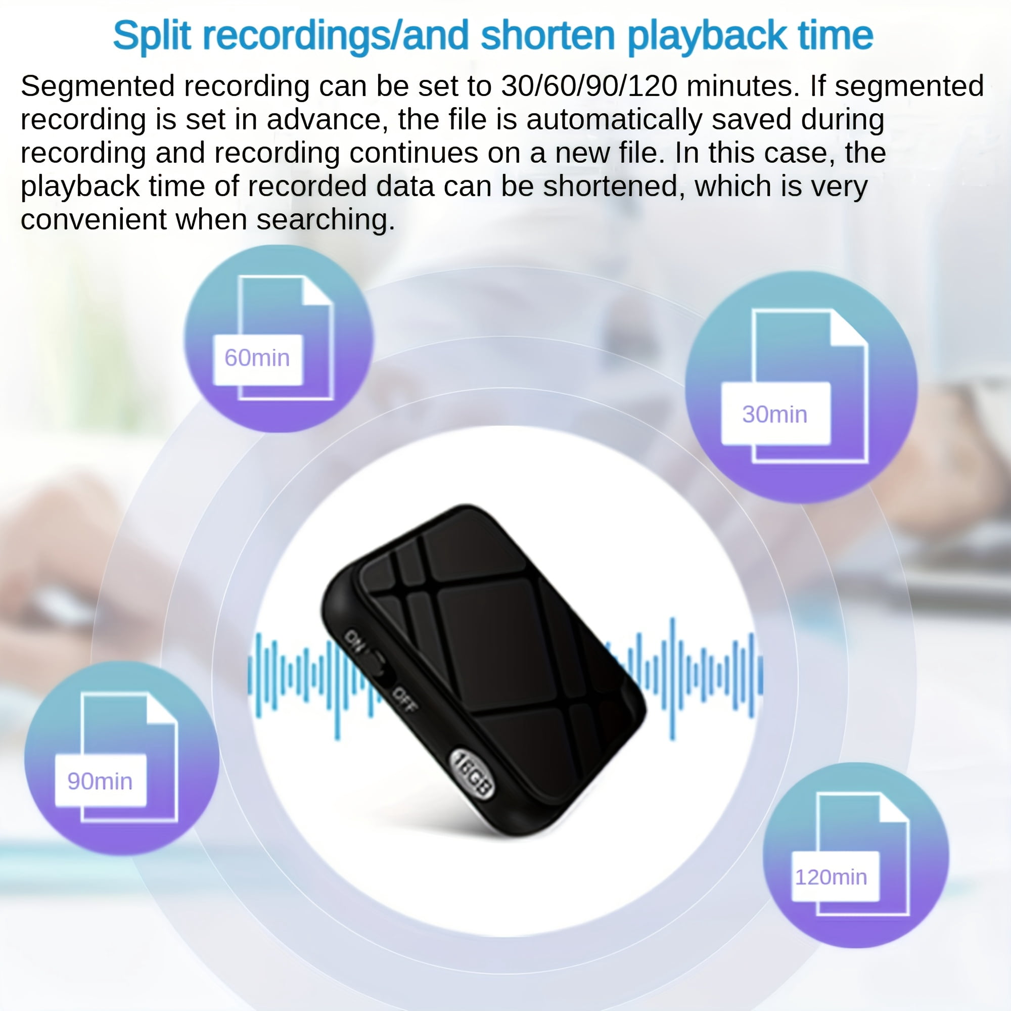 Portable Voice Recorder with AI Noise Reduction, 50H Continuous Recording, 32GB/64GB Large Capacity, USB Rechargeable & Voice-Activated for Playback