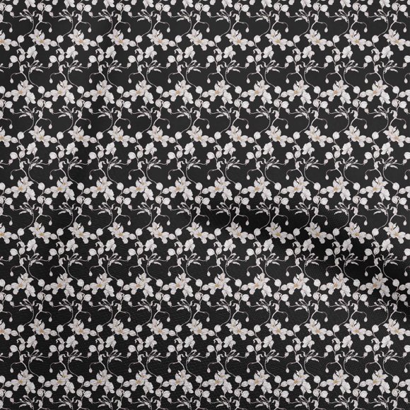 oneOone Polyester Lycra Black Fabric Floral Fabric For Sewing Printed Craft Fabric By The Yard 56 Inch Wide
