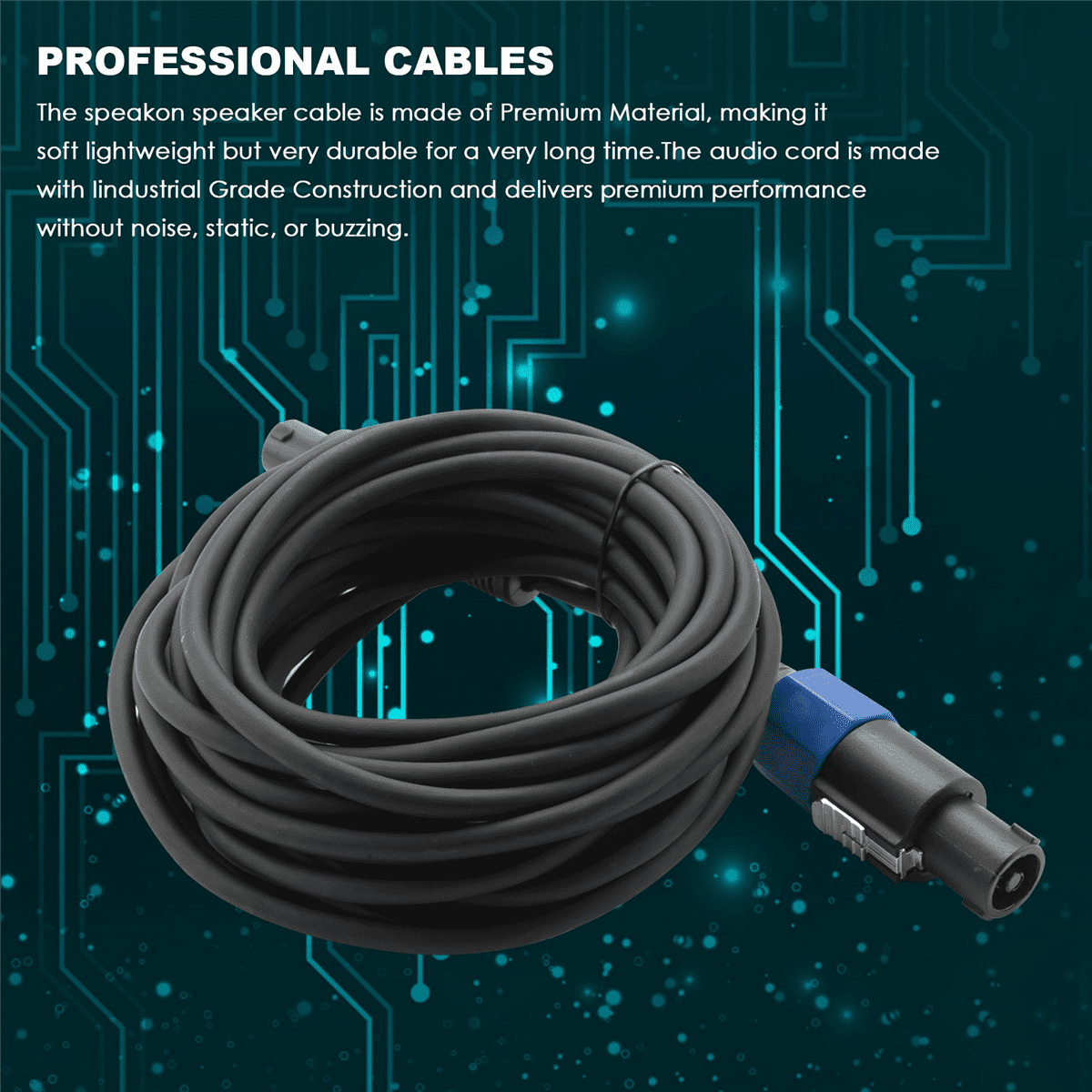 2 Pack 25 Ft Male Speakon to Cables, Professional 12 Gauge AWG Audio Cord DJ Speaker Cable Wire with Twist Lock