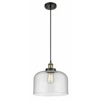 916-1P-BAB-G74-L-Innovations Lighting-Bell - 1 Light Cord Hung Mini Pendant In Industrial Style-11.38 Inches Tall and 12 Inches Wide-Black Antique