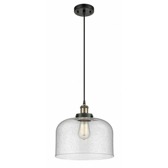 916-1P-BAB-G74-L-Innovations Lighting-Bell - 1 Light Cord Hung Mini Pendant In Industrial Style-11.38 Inches Tall and 12 Inches Wide-Black Antique