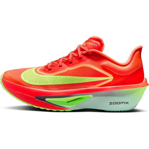 Nike Zoom Fly 6 Women's Road Racing Shoes FN8455-601, Bright Crimson/Lime Blast/Mint Foam/Cave Purple Size 6.5