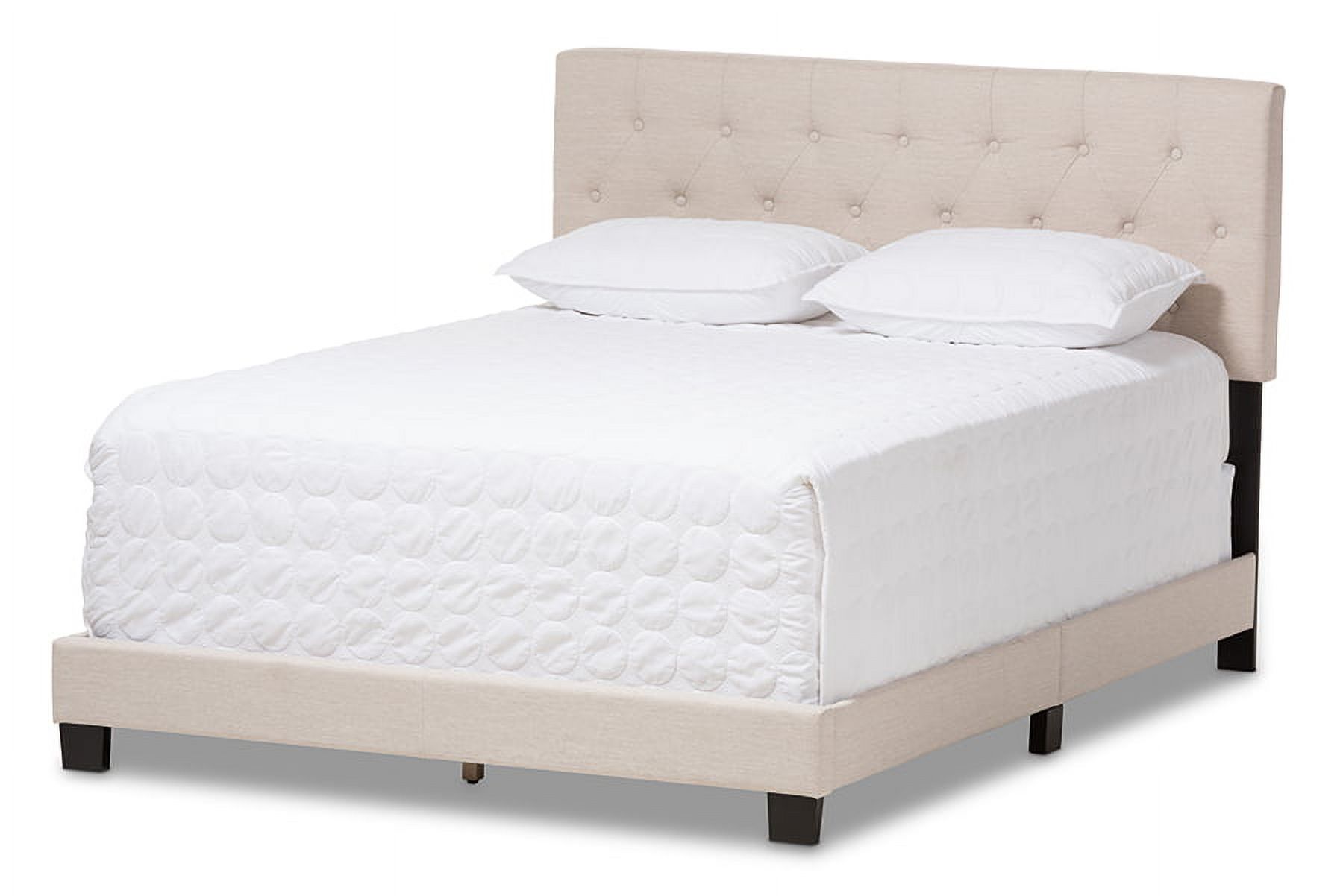 Baxton Studio Cassandra Light Beige Fabric Upholstered Queen Size Bed