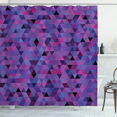 Ambesonne Eggplant Shower Curtain, Small Triangles Mosaic, 69"Wx70"L, Multicolor