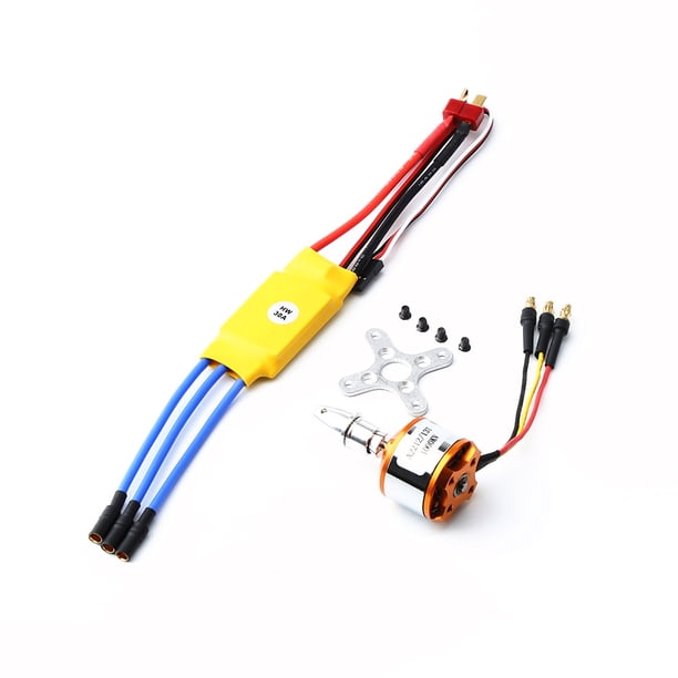 Esc Motor sin escobillas 2212 1000KV 30A ESC con conectores de plátano de 3,5mm con enchufe en T para helicóptero de avión RC Romacci Esc