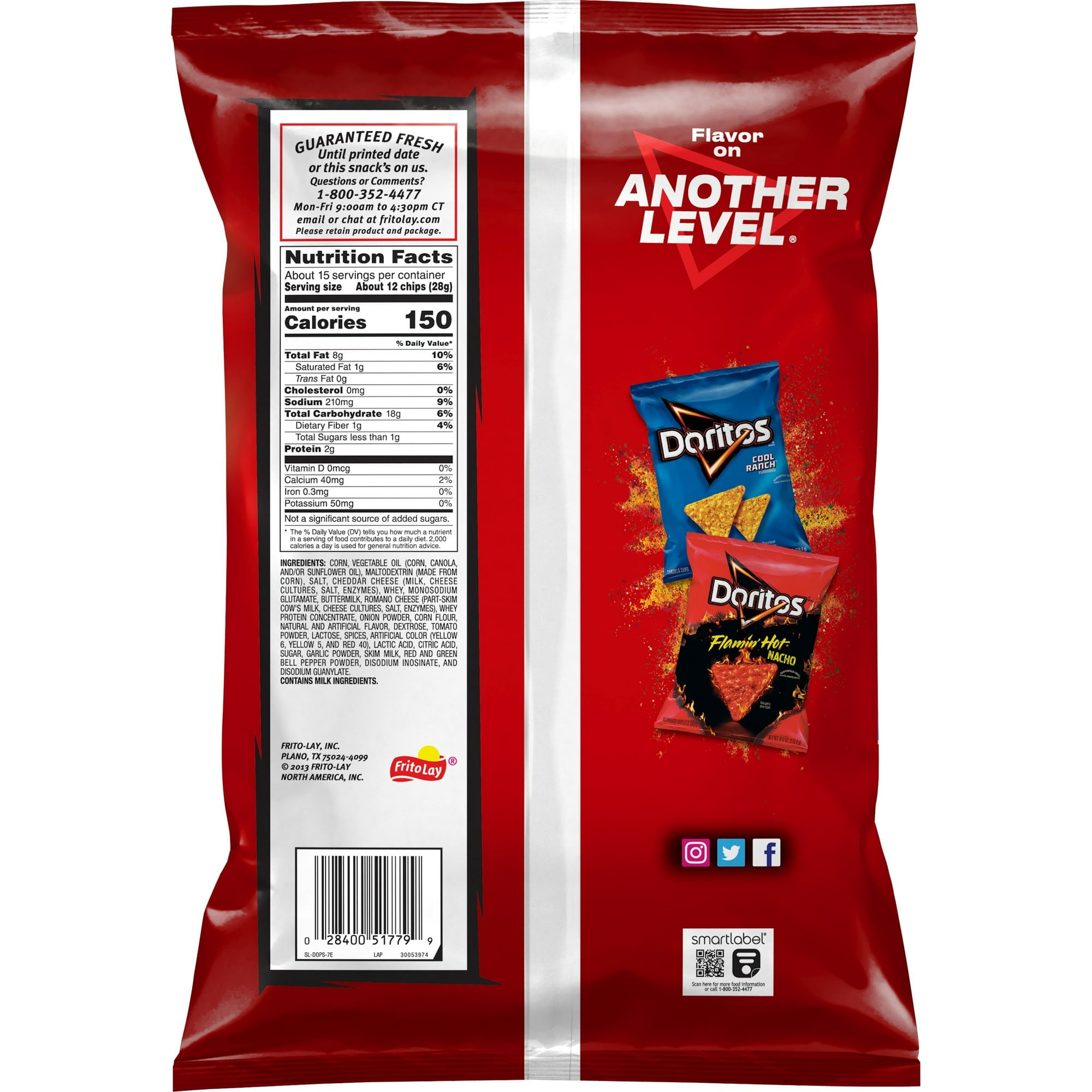 Doritos Nacho Cheese Tortilla Snack Chips,Party Size, 14.5 Ounce Bag(Pack of 4)