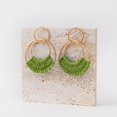 thumbnail image 4 of Raffia Hoop Earrings for Women Girls Fun Boho Summer Beach Earrings Lightweight Handmade Straw Wicker Rattan Dangle Earrings Statement Geometric Round Drop Earrings, 4 of 5