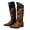 Brown-B, variant on Men’s 250th Anniversary Square Toe Mid-Calf Boots Western Cowboy Style Low Heel Ankle Boots American Independence Day Casual Outdoor Riding Boots