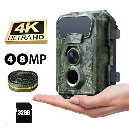 CAMPARK Trail Camera with SD Card 4K 48MP Game Deer Camera with 950nm Night Vision IP66 Waterproof 0.1S Motion Activated 120° Wide Angle 2.0 LCD Trail Cam for Hunting Outdoor Wildlife Monitoring