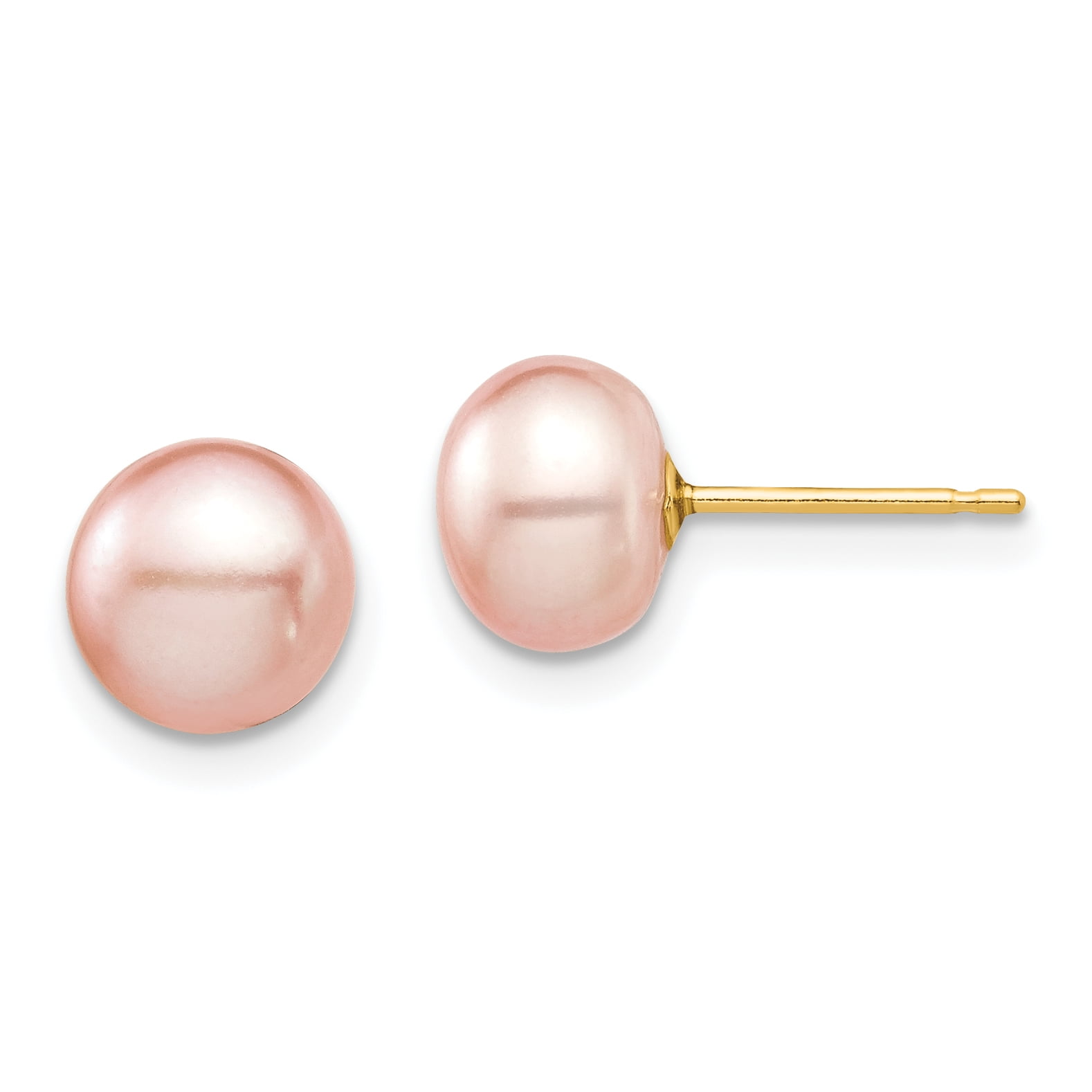 Madi K - 14k Madi K 7-8mm Pink Button Freshwater Cultured Pearl Stud ...