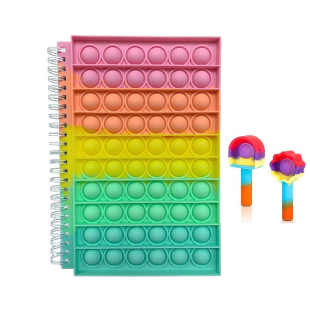 Springcmy PopIt Notebook and Pencil Case Set Fidget Toys Simple Dimple