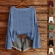 thumbnail image 1 of Tops de encaje para mujer,Suéter de punto para mujer, manga larga, cuello redondo, mezcla de poliéster y elastano, top informal y cómodo para usar en casa, sopatenor, 1 of 9