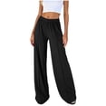 thumbnail image 2 of MYAOYI Pant for Women no boundarie High Waist Wide Leg Pants Elastic Waist Front Seam Loose Casual, 2 of 6