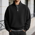 thumbnail image 2 of XIAOCHA Mens Waffle Knit Quarter Zip Sweater Oversized Long Sleeve Mock Neck Pullover Jumper Warm Preppy Daily Sweaters, 2 of 5