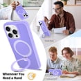 thumbnail image 3 of Asuwish Phone Case for iPhone 16 Pro 6.3 inch Tempered Glass Screen Protector Magnetic Folding Stand Frosted Translucent Rugged Shockproof Protective Cell Cover i Phone16 i16 16Pro Women Men Purple, 3 of 7