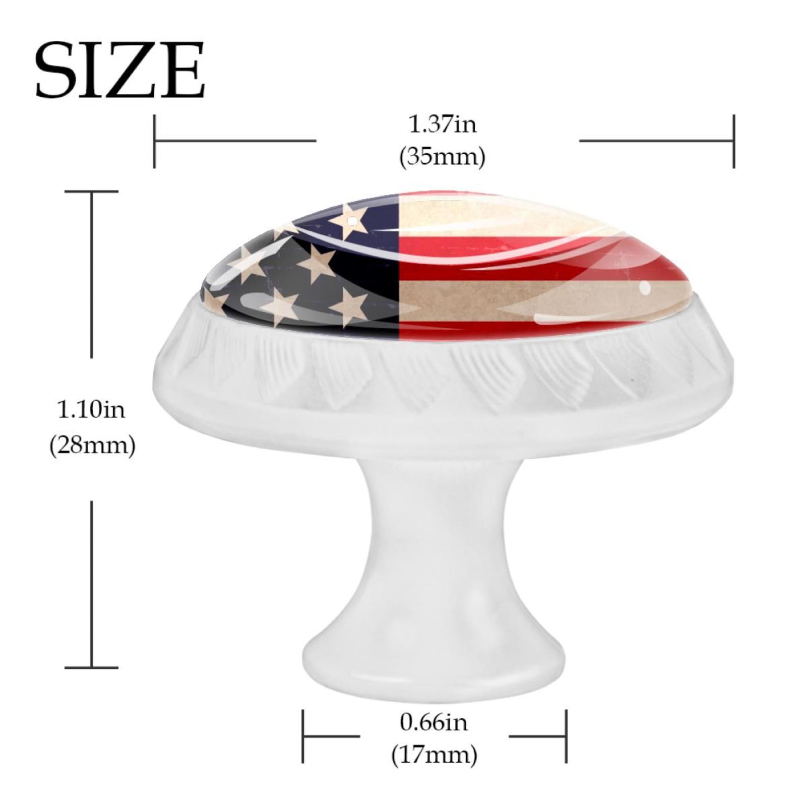 4 Pcs Patriotic Flag Knobs for Kitchen Cabinet Cupboard Dresser Bookcase Drawer Pulls Handles Round Home Decor