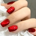 thumbnail image 1 of Red Press on Nails Medium Fake Nails 24Pcs Square False Nails with Sparm Cat Eye Designs Acrylic Nails Press ons Artificial Nails Stick on Nails for Women, 1 of 1