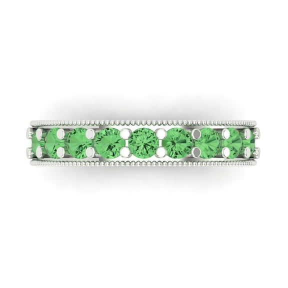 0.81 ctw Wedding Band for Women - 18K White Gold Simulated Green Diamond Stackable Eternity Ring