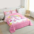 thumbnail image 4 of Feelyou Dreamy Unicorn Child Bedding Comforter Set, Cartoon Stars Rainbow Twin Comforter Sets, Girly Pink Animal Reversible Bedding Set, Lightweight Room Decor, 2 Pieces, 4 of 9