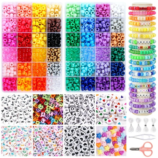 Kit para hacer pulseras QUEFE 1900 piezas con 48 colores y cuentas con letras