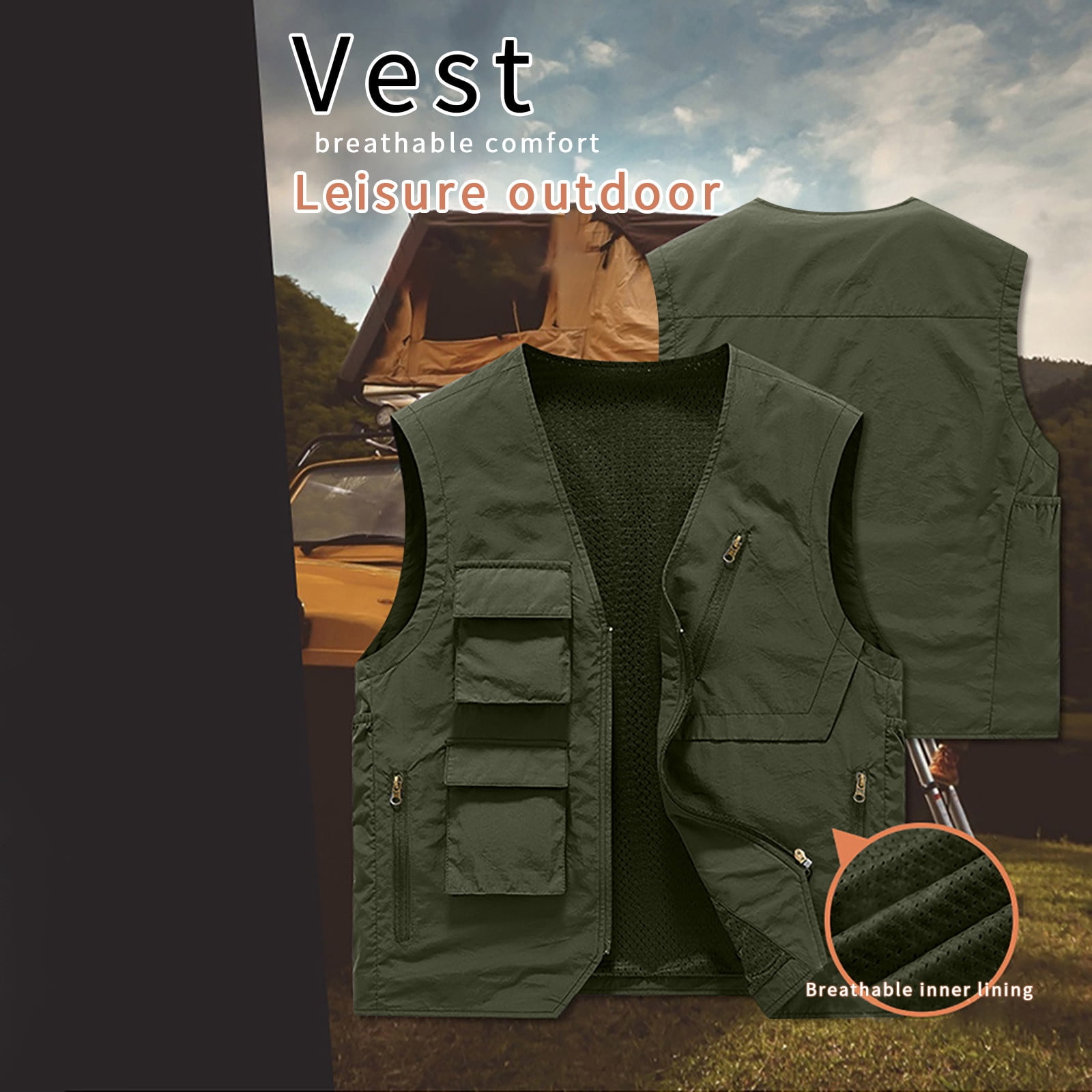 XIAOFFENN Men Outerwear Big And Tall Mens Vests Outerwear Big And Tall