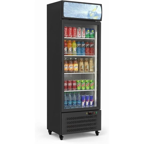 Single Door Beverage Display Cabinet SC-380FA 115V/190W US Standard - Frost-Free Refrigeration System, High Efficiency Compressor, Electronic Temperature Control, Precise Intelligent Thermostat
